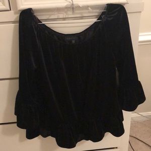 Black velour off the shoulder top